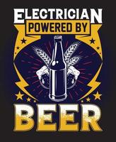 Elektriker mit Bier. Elektriker und Bier-T-Shirt-Design-Vektor-Illustration vektor