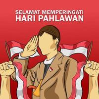 selamat hari pahlawan bedeutet nationaler indonesischer tag der glücklichen helden vektor