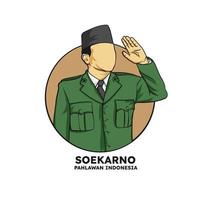 Soekarno indonesien nationell hjälte vektor