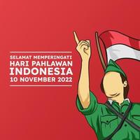 selamat hari pahlawan bedeutet nationaler indonesischer tag der glücklichen helden vektor