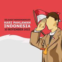 selamat hari pahlawan bedeutet nationaler indonesischer tag der glücklichen helden vektor