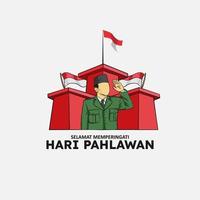 selamat hari pahlawan betyder Lycklig hjältar nationell indonesien dag vektor