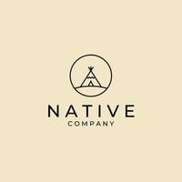 Native Indian Camp Abzeichen Logo Vektor Icon Template Design