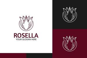 hand dra vektor rosella blommor logotyp illustration