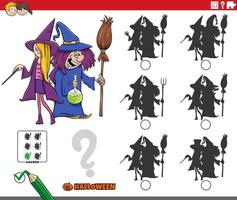 skuggor spel med tecknad serie häxor på halloween vektor