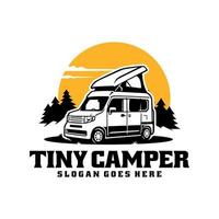 Mini Camper Van Illustration Logo Vektor