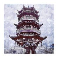 zhuzhou china aquarell skizze handgezeichnete illustration vektor