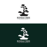 bonsai logotyp design silhuett ikon vektor