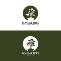 bonsai logotyp design silhuett ikon vektor