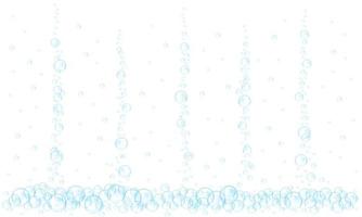 blå vatten luft bubblor bakgrund. brusande kolsyrad dryck textur. hav eller akvarium under vattnet ström vektor