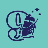 nummer 9 altes segelbootlogo vektor