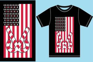 jul t-shirt design. USA flagga jul t-shirt. amerikan flagga jul skjorta. glad jul vektor