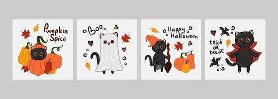 halloween kawaii katze mit kostümvektorillustration vektor