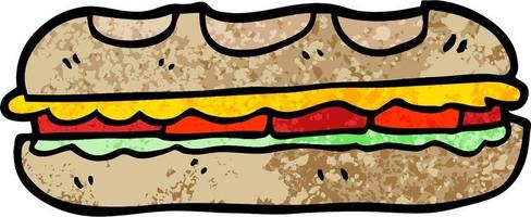 Grunge texturierte Illustration Cartoon leckeres Sandwich vektor