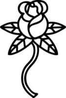 Tätowierung im schwarzen Linienstil einer Blume vektor