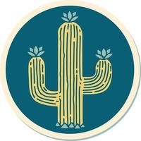 Tattoo-Aufkleber im traditionellen Stil eines Kaktus vektor