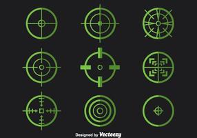 Grön Crosshairs Vector Set