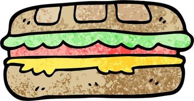 grunge texturerad illustration tecknad serie gott smörgås vektor
