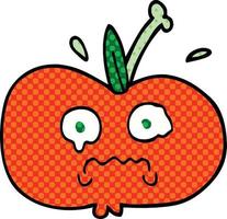 Cartoon im Comic-Stil eines traurigen Apfels vektor