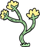 handgezeichnete Cartoon-Wildblume im Doodle-Stil vektor