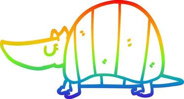 Regenbogen-Gradientenlinie Zeichnung Cartoon-Gürteltier vektor