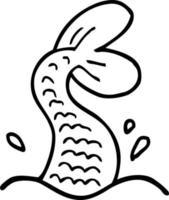 Schwarz-Weiß-Cartoon-Meerjungfrau-Schwanz vektor