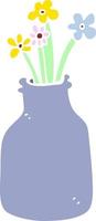 flache farbe illustration cartoon blumen in der vase vektor