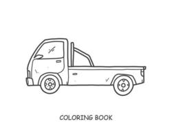 lastbil illustration och plocka upp hand dragen för färg och linje konst. barn transport Utrustning färg för utbildning. vektor