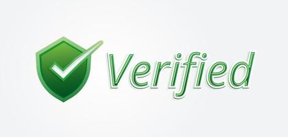 grön verified logotyp bricka med skydda vektor