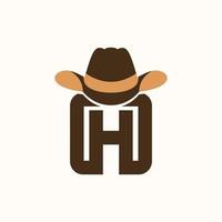 buchstabe h hut cowboy monogramm logo vektor