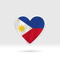 Herz aus philippinischer Flagge. silbernes Knopfherz und Flaggenschablone. einfache Bearbeitung und Vektor in Gruppen. Nationalflaggenvektorillustration auf weißem Hintergrund.