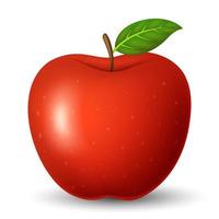 röd äpple med grön blad isolerat på vit bakgrund vektor