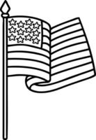 Tätowierung im schwarzen Linienstil der amerikanischen Flagge vektor