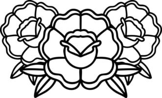 tatuering i svart linje stil av en bukett av blommor vektor