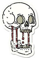 Distressed Sticker Tattoo im traditionellen Stil eines Totenkopfes vektor