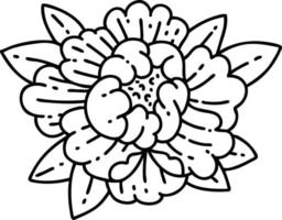 Tattoo im schwarzen Linienstil einer blühenden Blume vektor