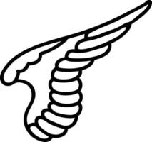 tatuering i svart linje stil av en vinge vektor