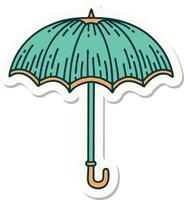 Aufkleber mit Tätowierung im traditionellen Stil eines Regenschirms vektor