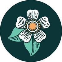 ikonisches Tattoo-Stil-Bild einer Blume vektor