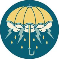 ikonisches Bild im Tattoo-Stil eines Regenschirms vektor