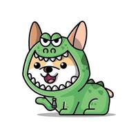 niedlicher corgi trägt eine monsterkostüm-karikaturillustration vektor