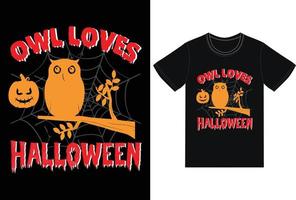 rolig halloween t-shirt design vektor mall. Uggla förälskelser halloween t-shirt design. halloween sortera citat t-shirt mall design för halloween dag och pod företag fri vektor.