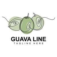 guava logotyp design, vektor med linje stil, färsk frukt marknadsföra illustration, vitamin växt