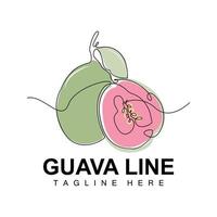 guava logotyp design, vektor med linje stil, färsk frukt marknadsföra illustration, vitamin växt