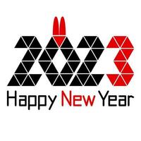 2023 frohes neues Jahr, Zahl, Glückwünsche und Hasenohren. Chinesisches Neujahr. Origami. vektor