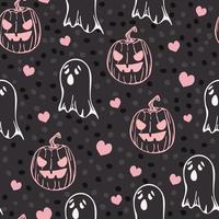 pumpa domkraft och spöken. halloween. sömlös mönster, vektor illustration