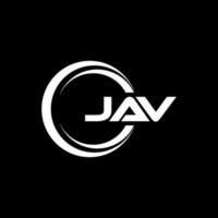 Jav-Brief-Logo-Design mit schwarzem Hintergrund im Illustrator. Vektorlogo, Kalligrafie-Designs für Logo, Poster, Einladung usw. vektor