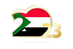 Jahr 2023 mit Sudan-Flaggenmuster. vektor