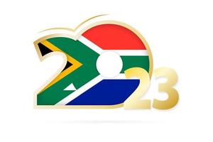 Jahr 2023 mit südafrikanischem Flaggenmuster. vektor