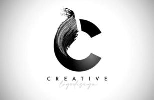 brev c logotyp borsta stroke med konstnärlig vattenfärg måla borsta ikon vektor design